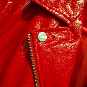 Red Faux Leather/Vinyl Jacket